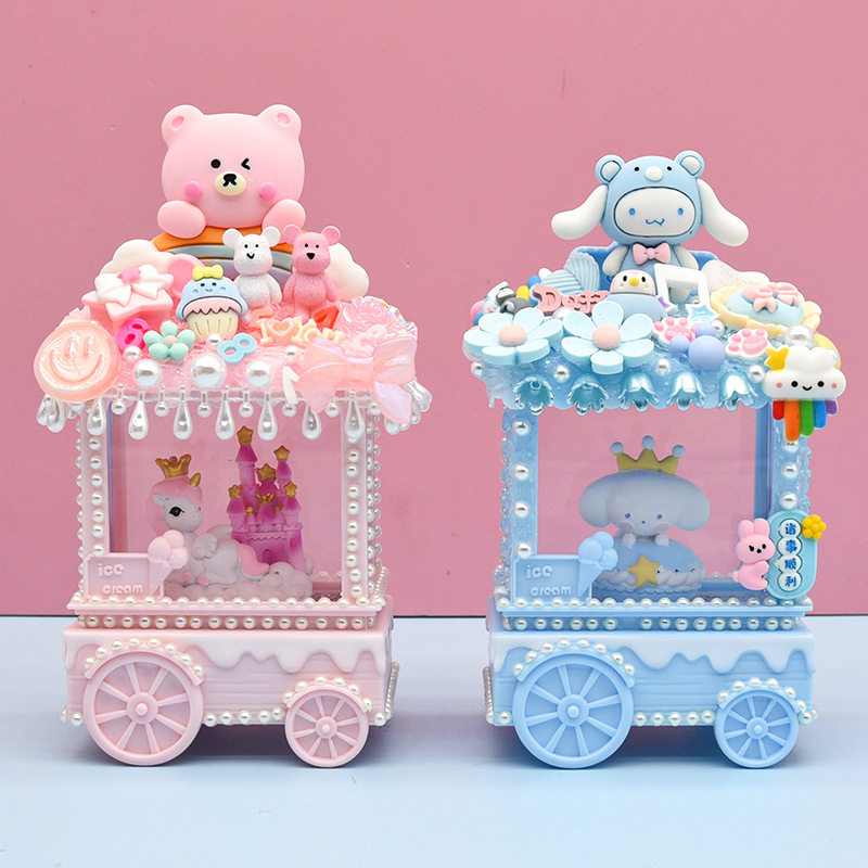 diy奇幻d城堡流沙灯儿童手工制作材料包发光音乐小夜灯摆件礼物