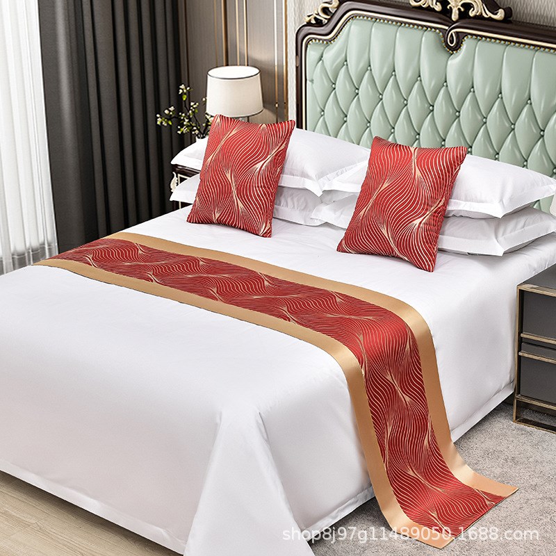 轻奢北欧风床上用品床位垫床尾巾 宾馆民宿床盖搭巾床旗装饰条