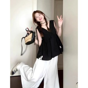 夏天搭配一整套时尚女装夏季新款无袖上衣裤子今年流行的夏装套装