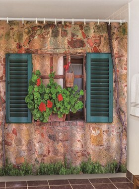 Garden Flower Printing Bathroom Set With Shower Curtains Wat