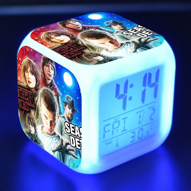 极速Stranger Things Eleven Figure LED Clock Alarm Colorful T