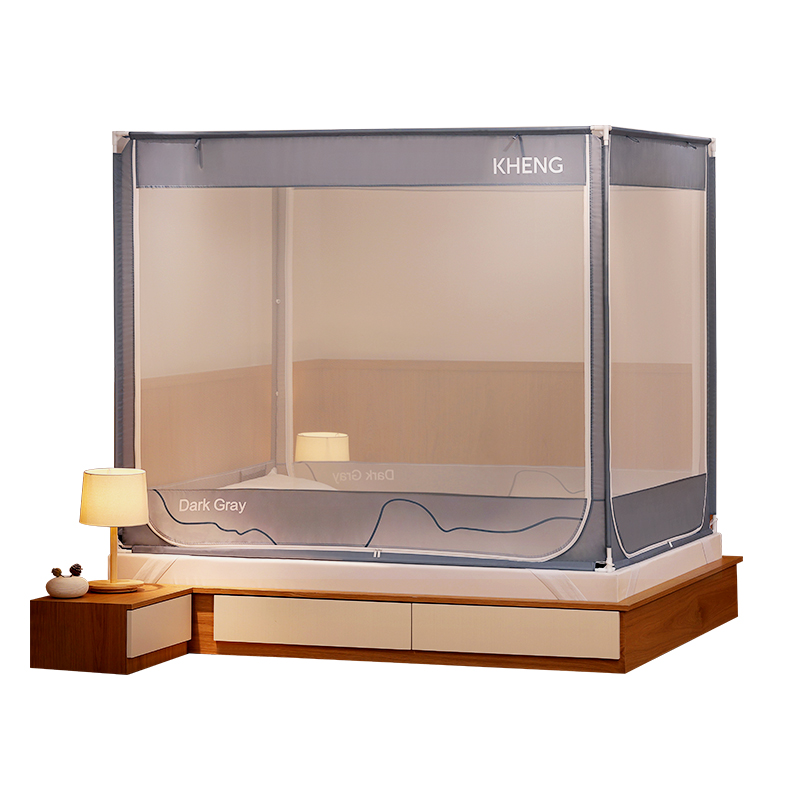 2022新款蚊帐宝宝防摔儿童家用拉链式加密加厚支架卧室1.8m床纹i.