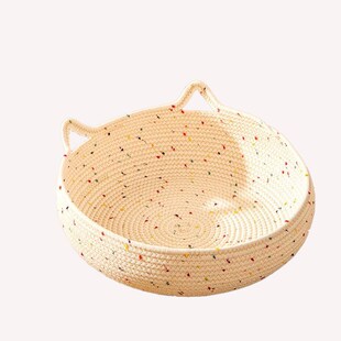 猫窝编织棉麻绳四季通用秋冬睡窝宠物狗窝猫耳抓板磨爪柔软收纳筐