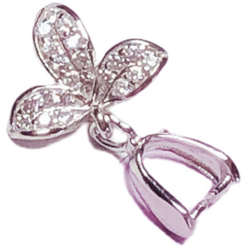 925银瓜c子扣玉坠对夹扣 diy翡翠玉扣头镀18K金项链吊坠扣头卡扣