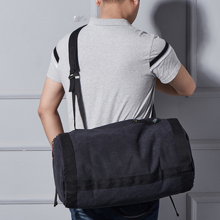 健身包男运动斜挎包男士双肩包帆布水桶背包大容量旅行手提行李包