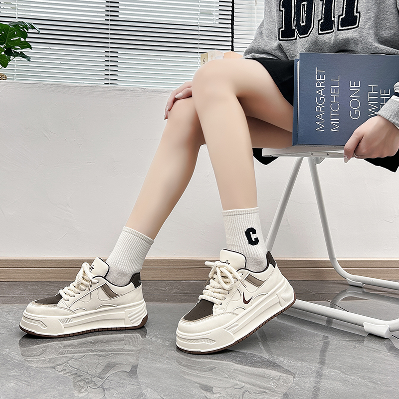 小个子专用内f增高运动鞋女2023春秋爆款6CM厚底显高休闲板鞋34码
