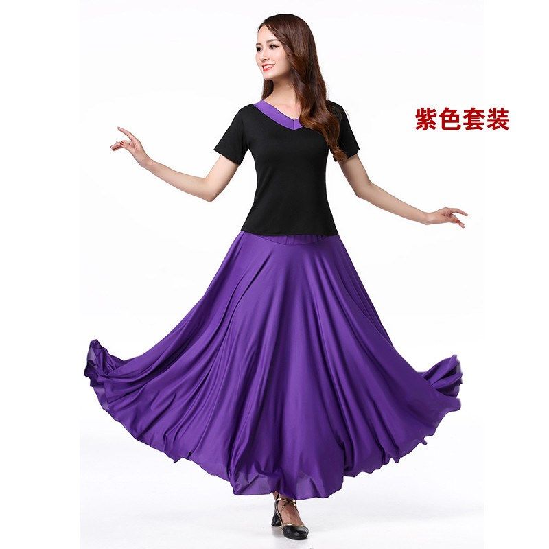 广场舞休闲服新款套装女中老年跳舞衣服夏季短袖大码拉丁舞蹈长裙