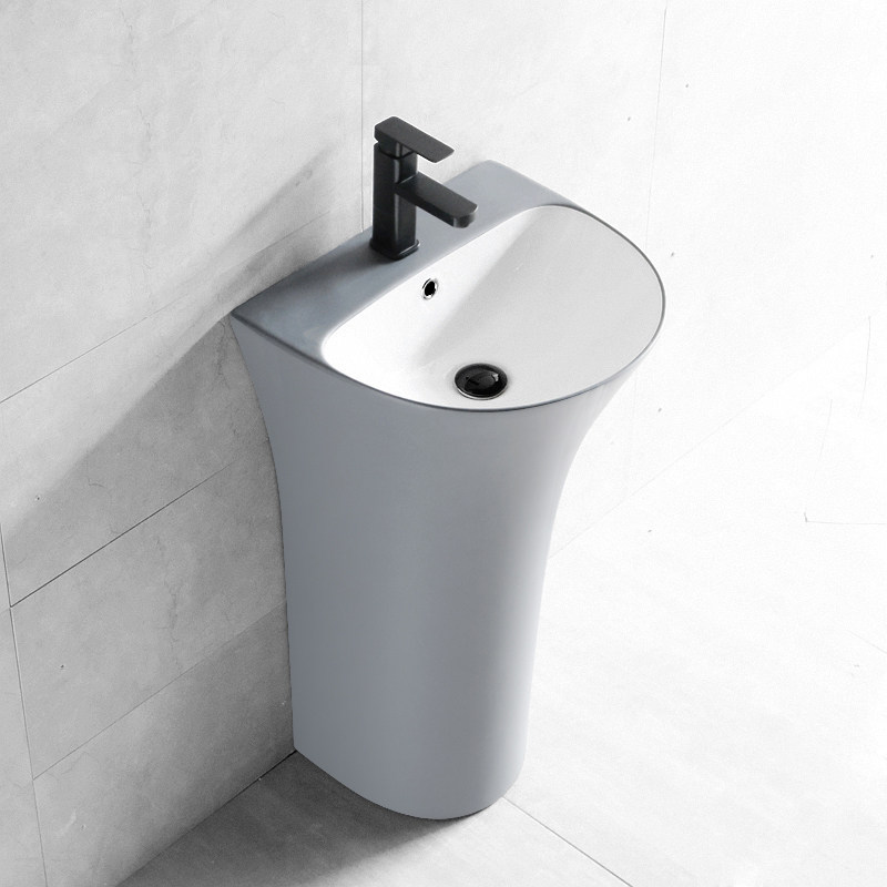 小户型艺术立柱盆陶瓷卫生间立式洗脸盘一体落地式洗手盆阳台水池