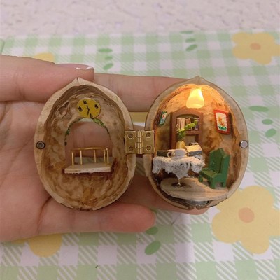 核桃小屋成品核桃壳手工带阳台核桃屋带阳台核桃屋材料包其他