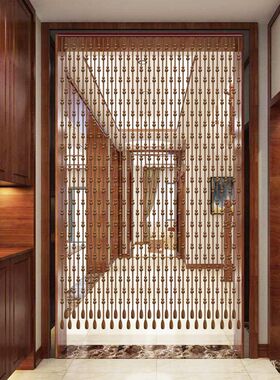 金丝檀木葫芦珠帘客餐厅隔断卫生间过道新中式家用卧室门帘免打孔