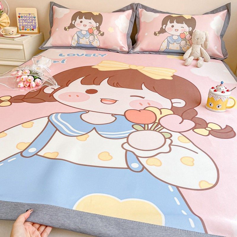 新款夏季冰丝凉席软席三件套家用单人夏天折叠学生儿童空调席子可,床上用品,冰丝席,淘宝优惠券,粉丝福利购,淘宝优惠卷