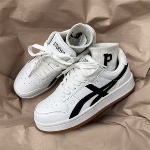 德训鞋男鞋厚底增高奶油色低帮小白鞋子2024夏款百搭小众滑板鞋女