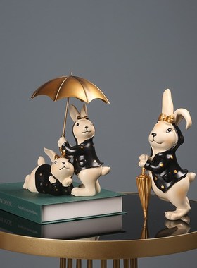 钰鉴北欧轻奢可爱兔玄关电视柜桌面家居客厅超市商场酒店装饰摆件