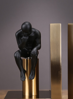 简约现代书房古铜色金属摆件立书靠创意摆件家居摆设人物书挡