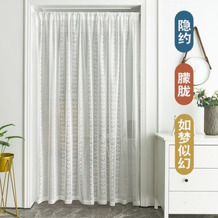 新款蕾丝门帘窗帘免打孔安装透光不透人家用卧室隔断帘遮挡纱帘子