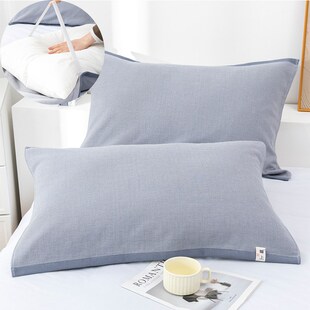 枕头隔脏垫全棉纱布枕巾纯棉双人家用加厚纯色单人耐脏防滑绑带巾