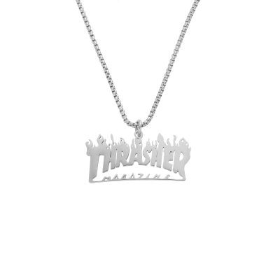 速发Men's Tide Brand Flame Alphabet Necklace Fashion Persona