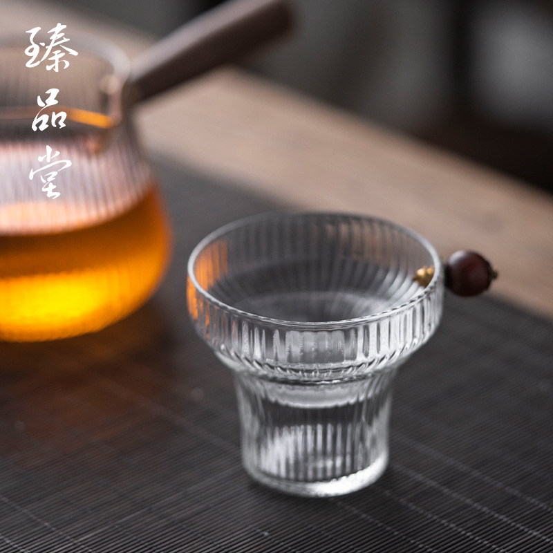 臻品堂 玻璃公道杯茶漏一体套装侧把倒茶公杯茶漏玻璃分茶器茶海