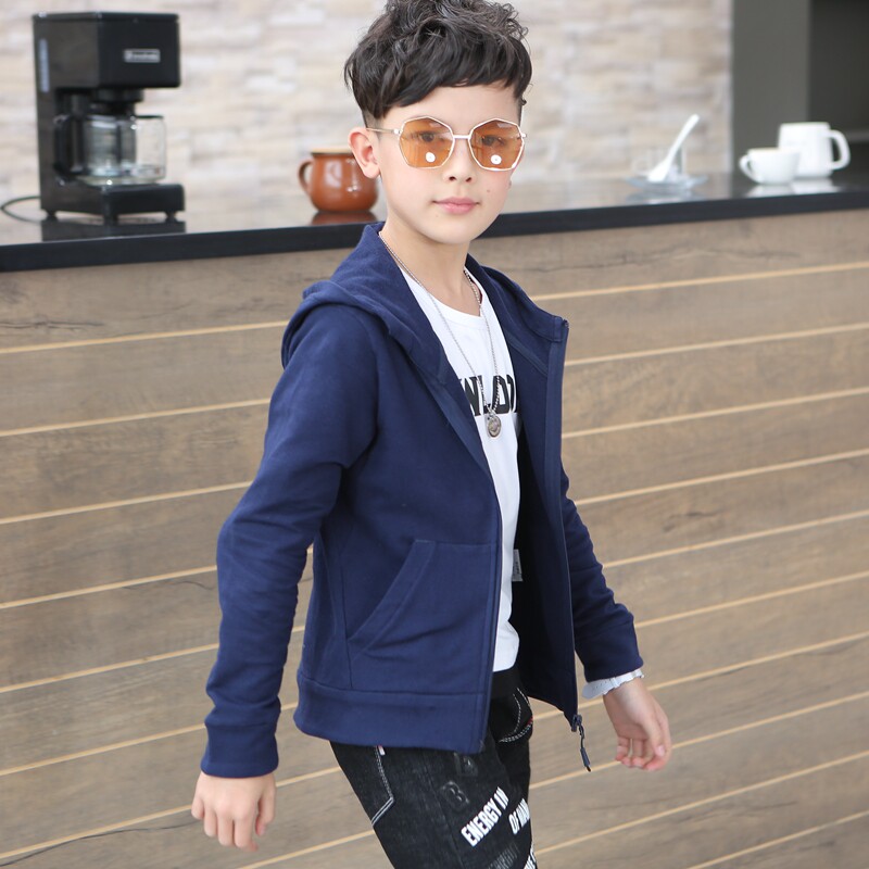 热销春装新款男童外套纯棉针织卫衣中大童春秋上衣青少年学生装运