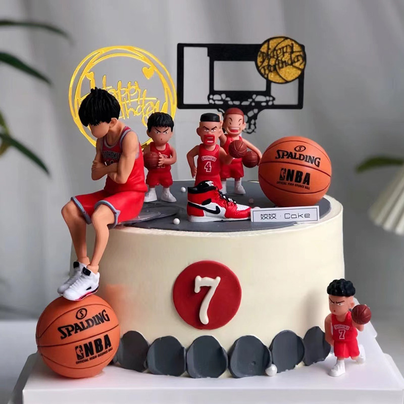 现货篮球小子蛋糕装饰o摆件灌篮高手迷你球鞋球框男孩生日主题烘