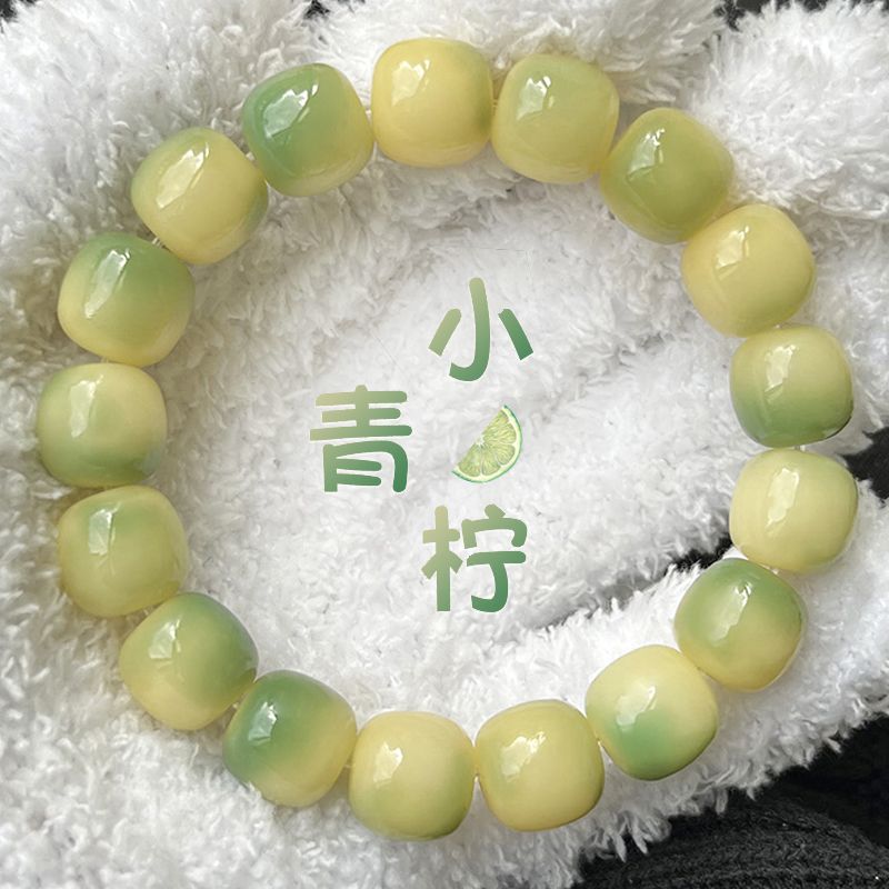 小众高货白玉菩提根手串女文玩菩提子佛珠手持绿阴皮男盘玩手錬手