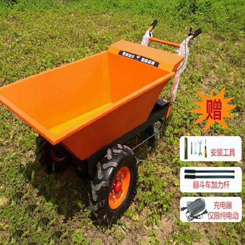 速发建筑工地汽油手推车农用电动灰斗车基建工程拉货平板车三轮车