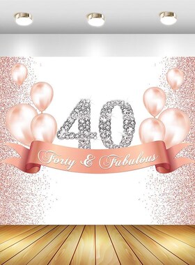 Happy 30th 40th 50th 60th Birthday Backdrop Flash Rose Gold