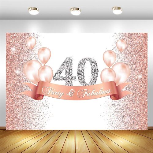 Happy 30th 40th 50th 60th Birthday Backdrop Flash Rose Gold