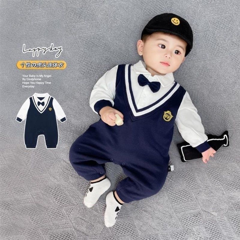 婴儿连体衣春秋款纯棉3个月新生儿超萌宝宝哈衣S爬服洋气春装衣服