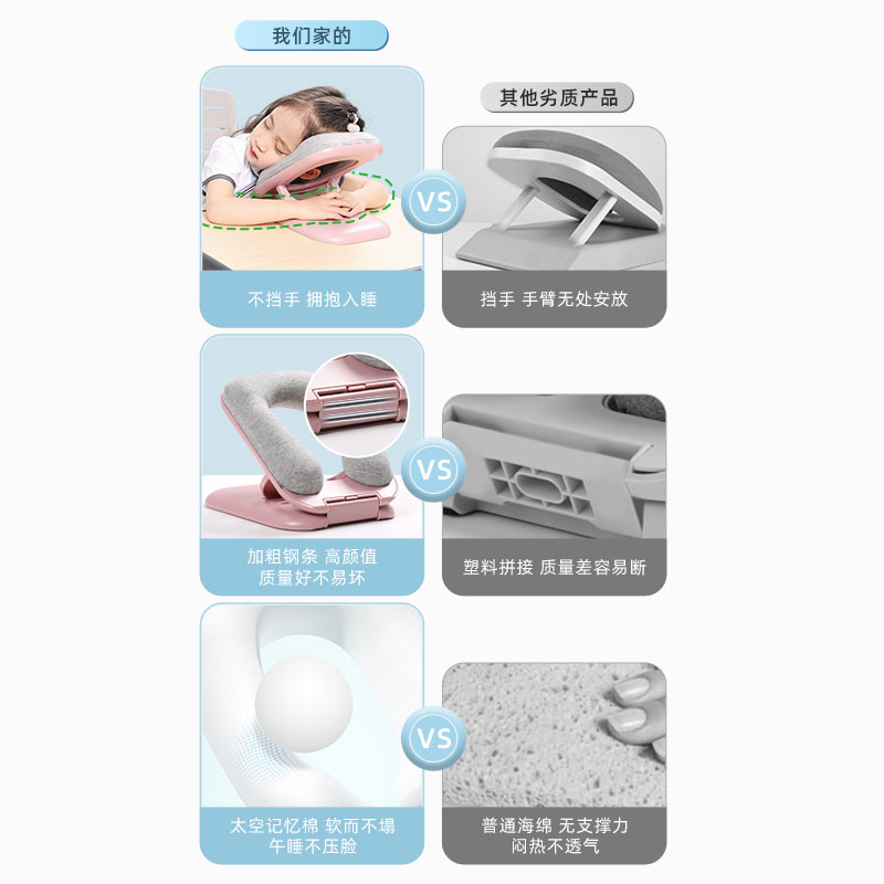 折叠午睡枕趴睡枕学生睡觉神器小枕头桌上儿童办S公室午休抱枕便