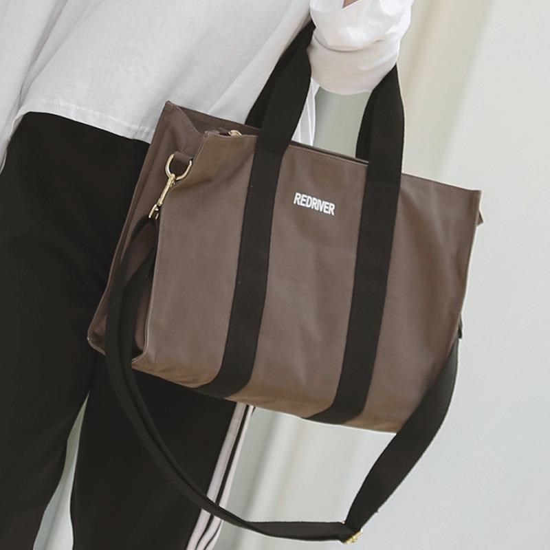 帆布包女单肩斜挎包日系大学生上课装书包帆布袋大容量百搭手提包