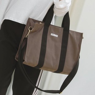 帆布包女单肩斜挎包日系大学生上课装书包帆布袋大容量百搭手提包