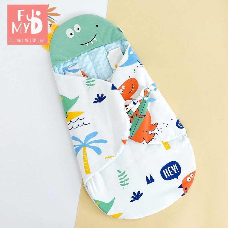 初生婴儿产房秋冬季加厚一体式襁褓抱被宝宝睡袋防惊跳外出防风被