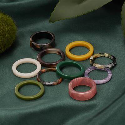 推荐New Korea Aesthetic Colourful Resin Acrylic Rings Set fo