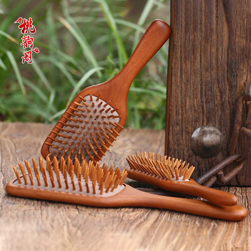 桃韵阁雷击枣木气垫梳子女护发防静电气囊梳按摩梳学生韩版家用