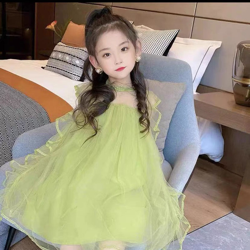 女童连衣裙夏装2023新款儿童洋气网纱裙子沙滩裙中大童背心公主裙