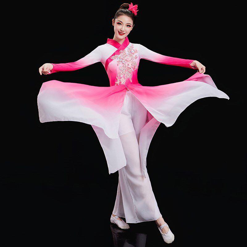 新品古典秧歌舞演出服广场套装z喜庆红歌扇子舞蹈服伞舞打鼓民族