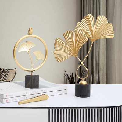 推荐Nordic Gold Ginkgo Leaf Crafts Leaves Sculpture Luxury L