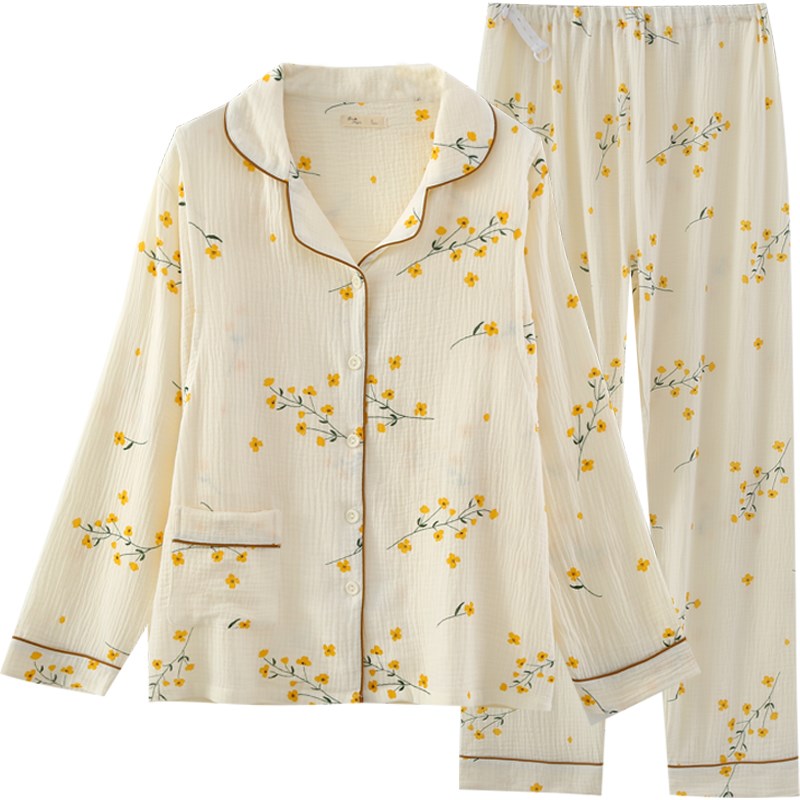 纯棉纱布月子服春季产后产妇哺乳孕妇睡衣女春秋全棉两件套怀孕期