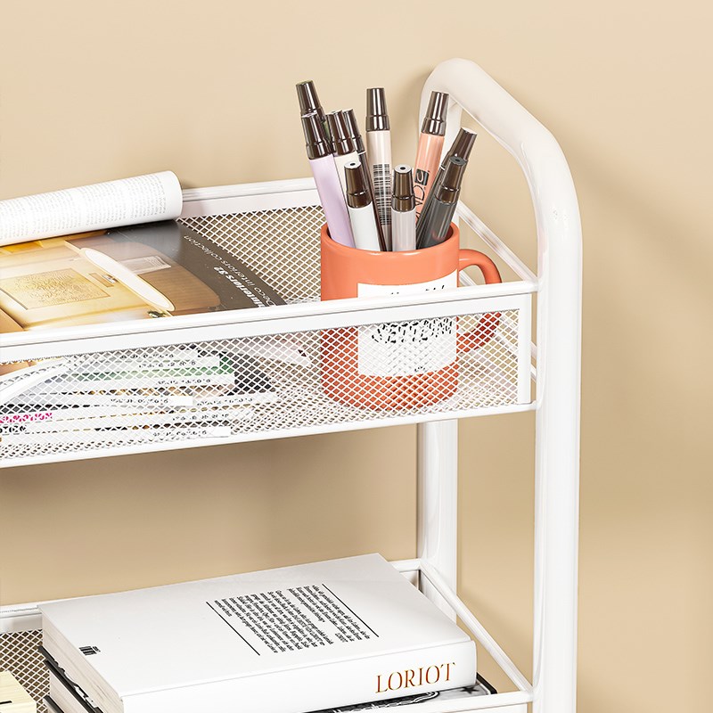 桌旁置物柜带轮书架办公室桌下矮柜书桌底落地书柜移动收纳小推车