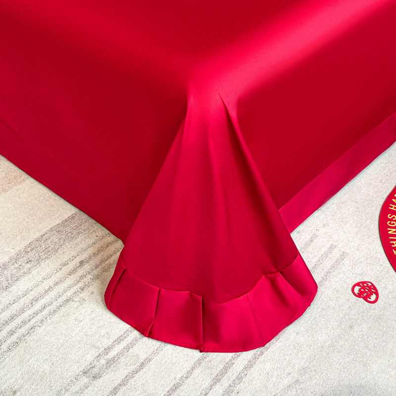 简约结婚四件套大红色牀单被套全棉婚庆牀上用品婚房陪嫁,床上用品,婚庆床品套件,淘宝优惠券,粉丝福利购,淘宝优惠卷