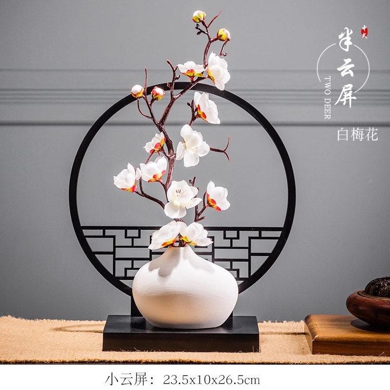 新中式复古典中国风茶室角几装饰品禅意家居客厅创意玄关酒柜摆件