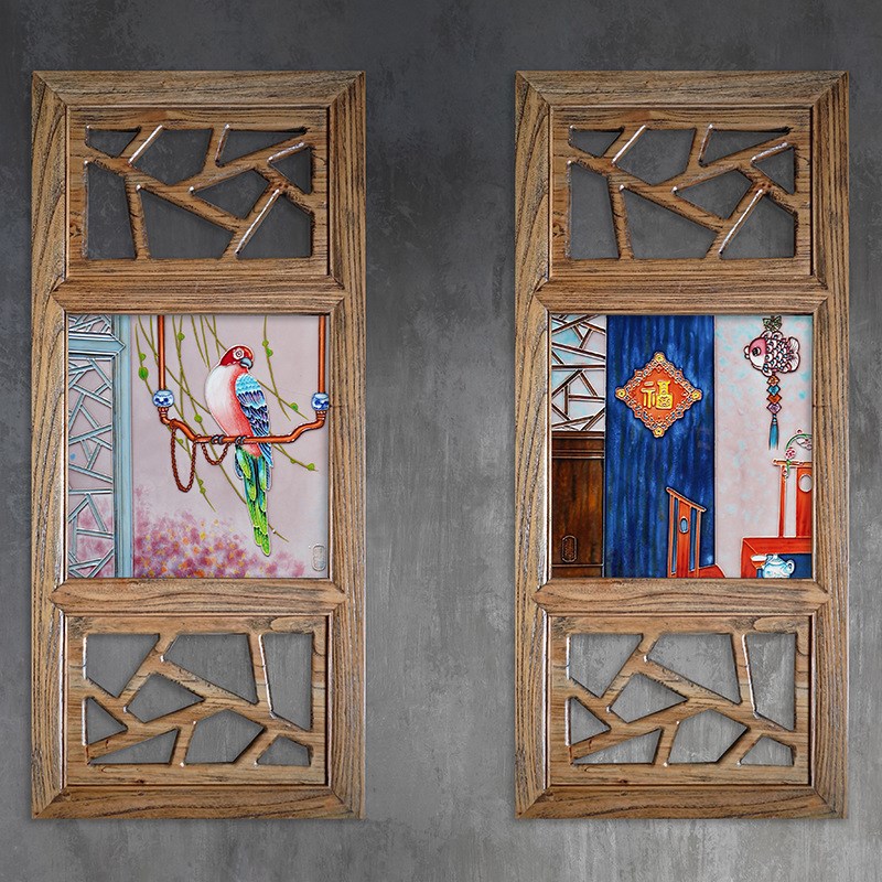 可瓷板画客厅沙发背景墙装饰画圆形新中式书房玄关陶瓷挂画