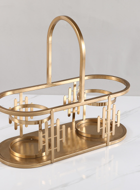 欧式样板房酒吧台摆设现代美式酒店别墅酒柜O金属红酒提架装饰摆