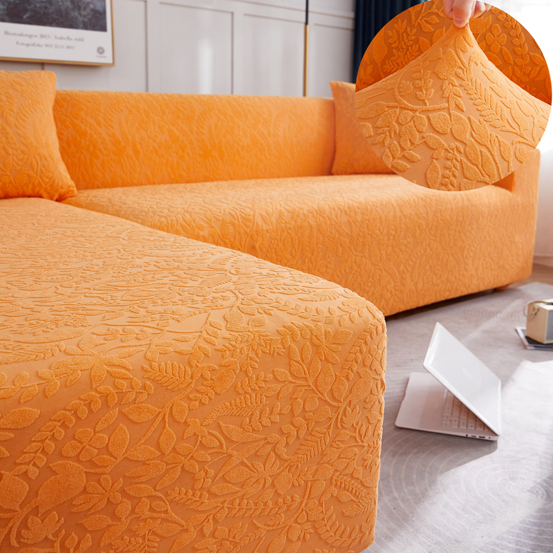 防水冬季毛绒弹力沙发套罩全包万能套笠垫巾盖布高级老式橙色2021
