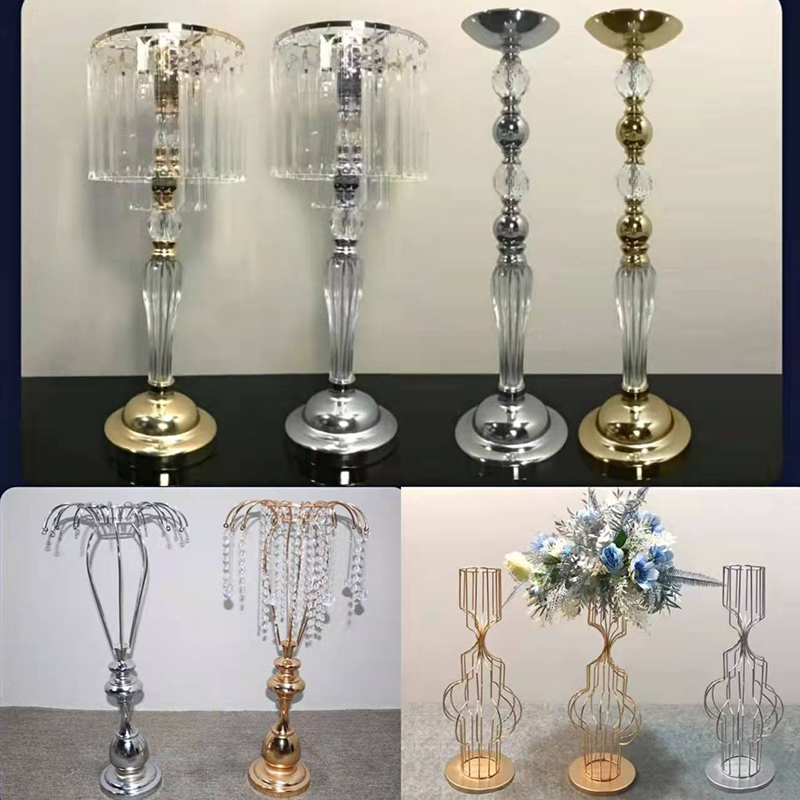 婚庆道具欧式铁艺花器主桌装饰插花器签到台金色桌花器皿花架摆件