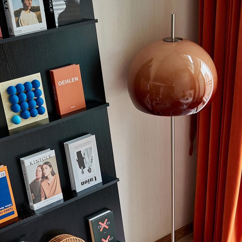 民宿中古客厅落地灯简约复古包豪斯宅寂卧室床头玻璃蘑菇立式台灯
