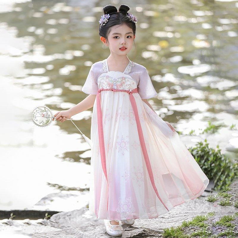 汉服女童夏季2024新款儿童高端古风公主连衣裙女孩古装超仙表演服