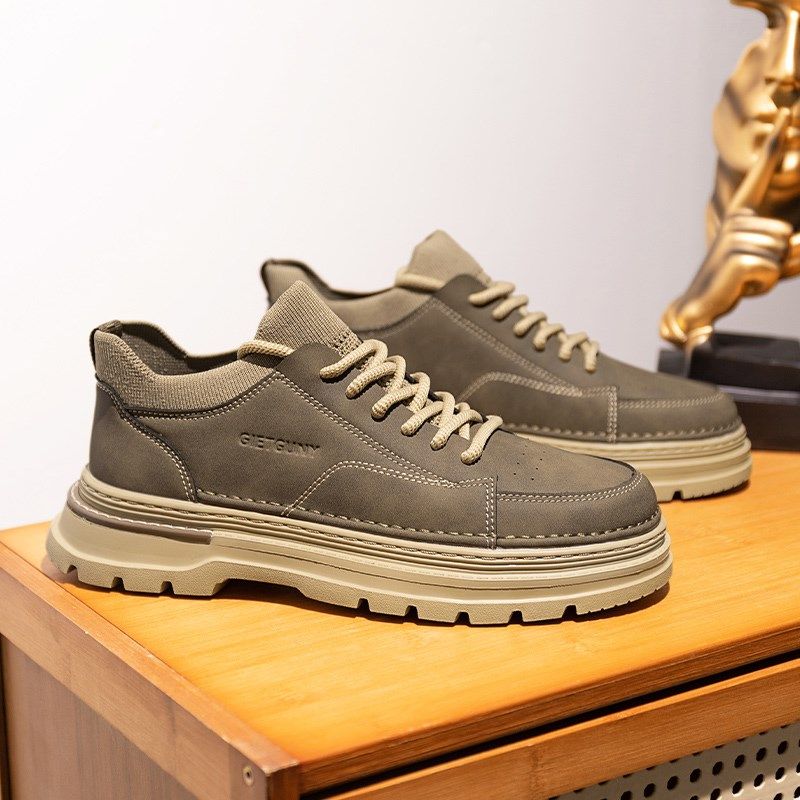 冬季男鞋秋冬款2024新款爆款马丁靴男低帮英伦鞋子袜口工装鞋男款