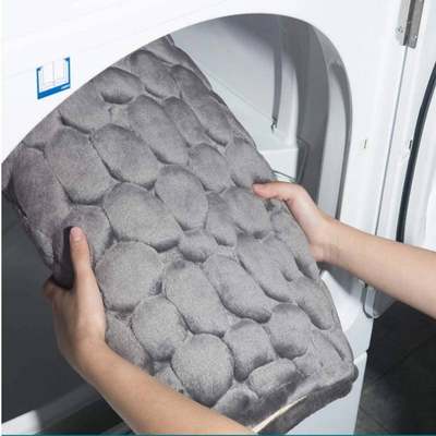 极速Cobblestone Embossed Bath Mat Non-slip Carpets In Wash